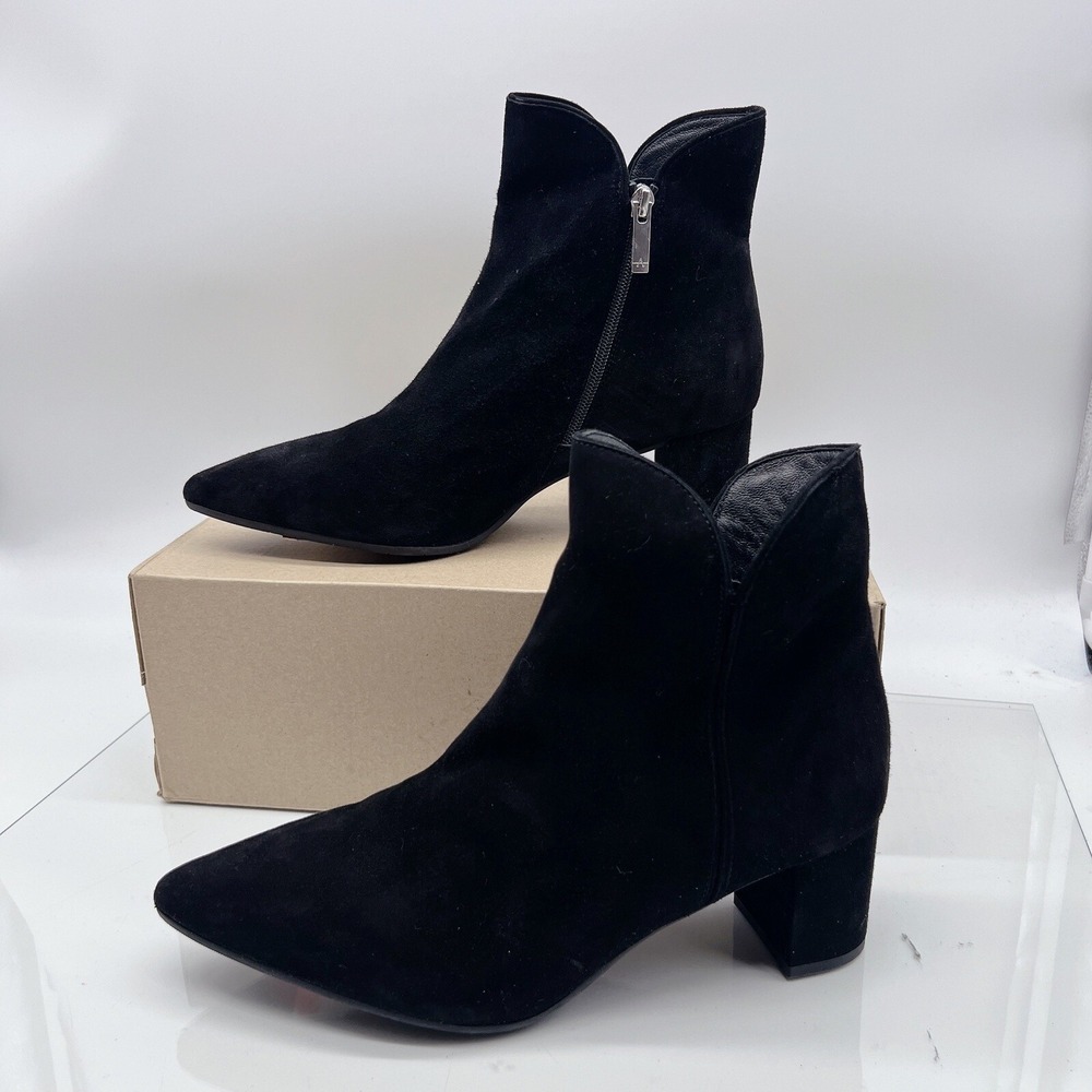 $496 Aquatalia Kaylani Women's Ankle Boots Bootie Pointed Toe Black Suede US 12
